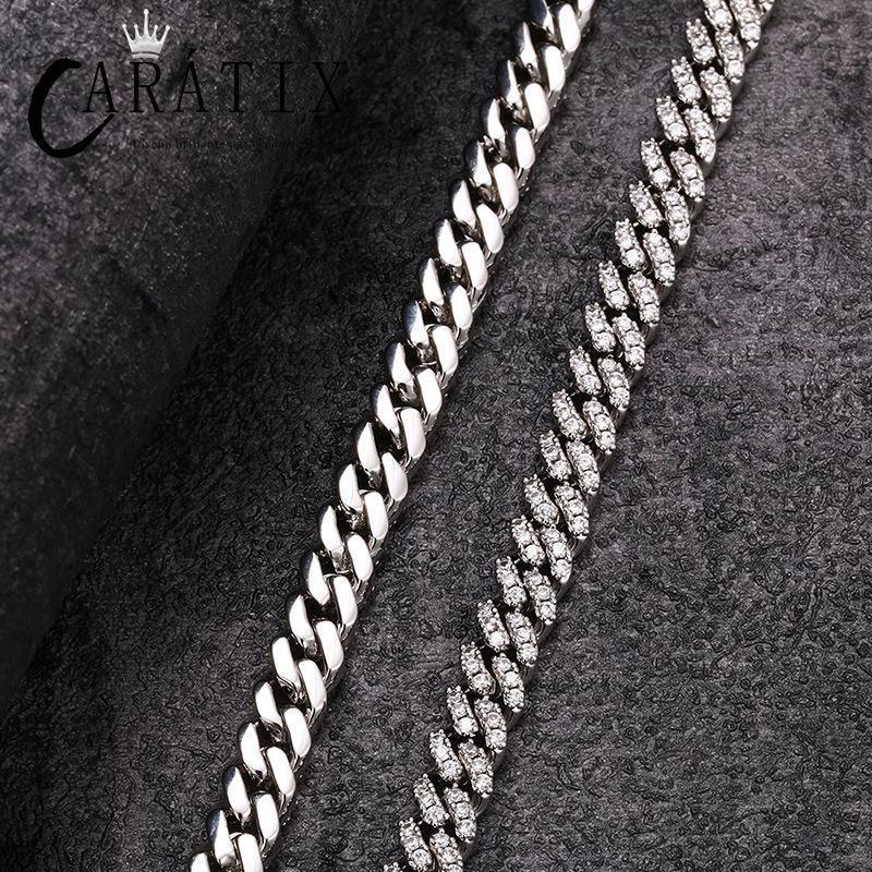 CARÁTIX - Hip Hop 3A CZ Iced Out 6mm Solid Cuban Curb Miami Link Chain Necklace for Men Rapper Jewelry - CaratixJewelry