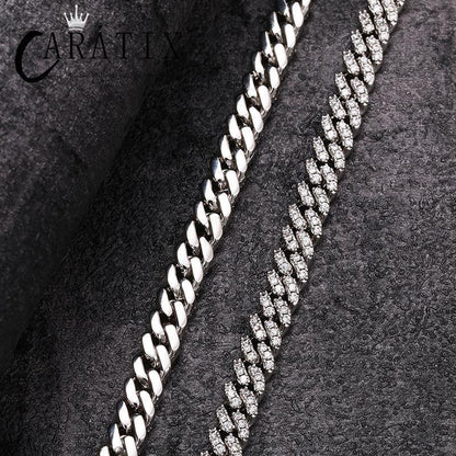 CARÁTIX - Hip Hop 3A CZ Iced Out 6mm Solid Cuban Curb Miami Link Chain Necklace for Men Rapper Jewelry - CaratixJewelry