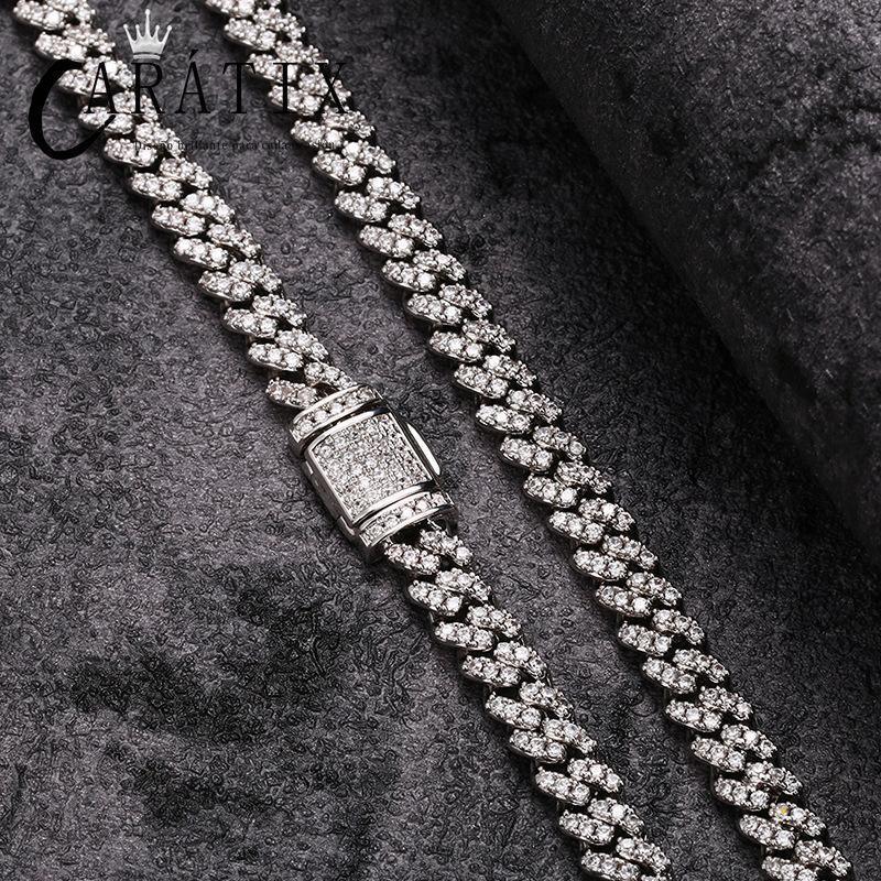 CARÁTIX - Hip Hop 3A CZ Iced Out 6mm Solid Cuban Curb Miami Link Chain Necklace for Men Rapper Jewelry - CaratixJewelry