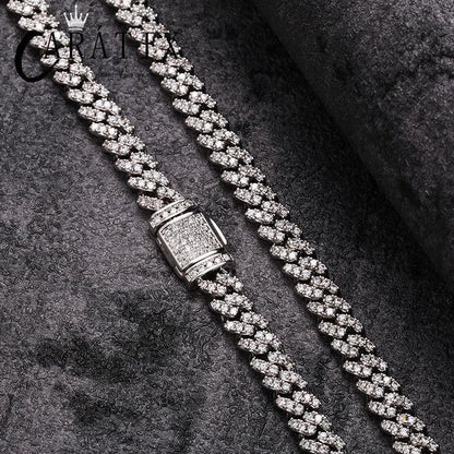 CARÁTIX - Hip Hop 3A CZ Iced Out 6mm Solid Cuban Curb Miami Link Chain Necklace for Men Rapper Jewelry - CaratixJewelry