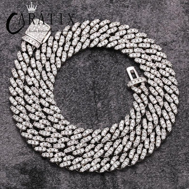 CARÁTIX - Hip Hop 3A CZ Iced Out 6mm Solid Cuban Curb Miami Link Chain Necklace for Men Rapper Jewelry - CaratixJewelry