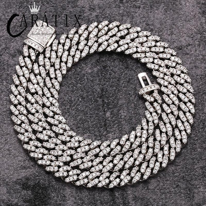 CARÁTIX - Hip Hop 3A CZ Iced Out 6mm Solid Cuban Curb Miami Link Chain Necklace for Men Rapper Jewelry - CaratixJewelry