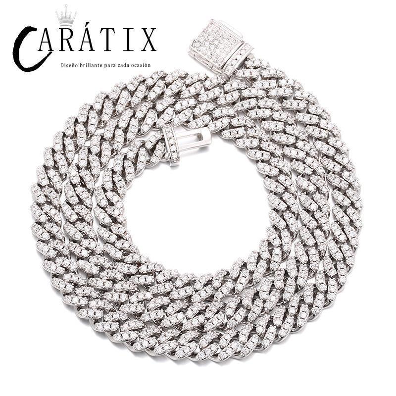 CARÁTIX - Hip Hop 3A CZ Iced Out 6mm Solid Cuban Curb Miami Link Chain Necklace for Men Rapper Jewelry - CaratixJewelry