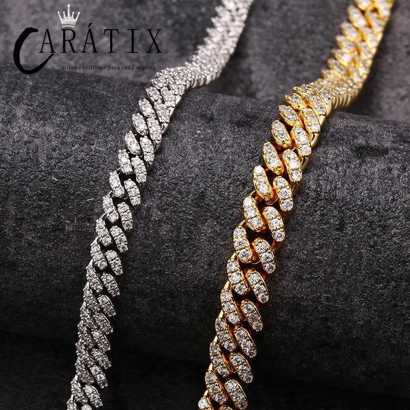 CARÁTIX - Hip Hop 3A CZ Iced Out 6mm Solid Cuban Curb Miami Link Chain Necklace for Men Rapper Jewelry - CaratixJewelry