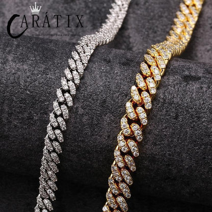 CARÁTIX - Hip Hop 3A CZ Iced Out 6mm Solid Cuban Curb Miami Link Chain Necklace for Men Rapper Jewelry - CaratixJewelry