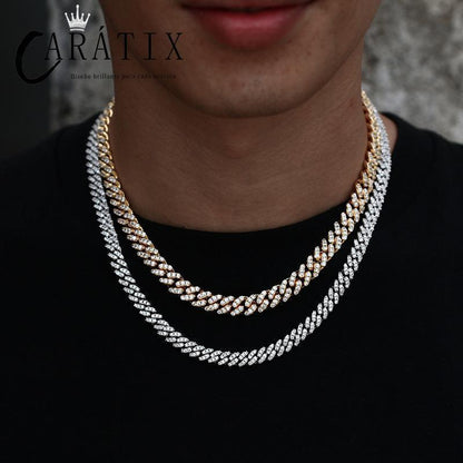 CARÁTIX - Hip Hop 3A CZ Iced Out 6mm Solid Cuban Curb Miami Link Chain Necklace for Men Rapper Jewelry - CaratixJewelry