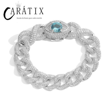 CARÁTIX 5A+ CZ Stone Bling Iced Out Eye Cuban Link Chain Bracelet - CaratixJewelry