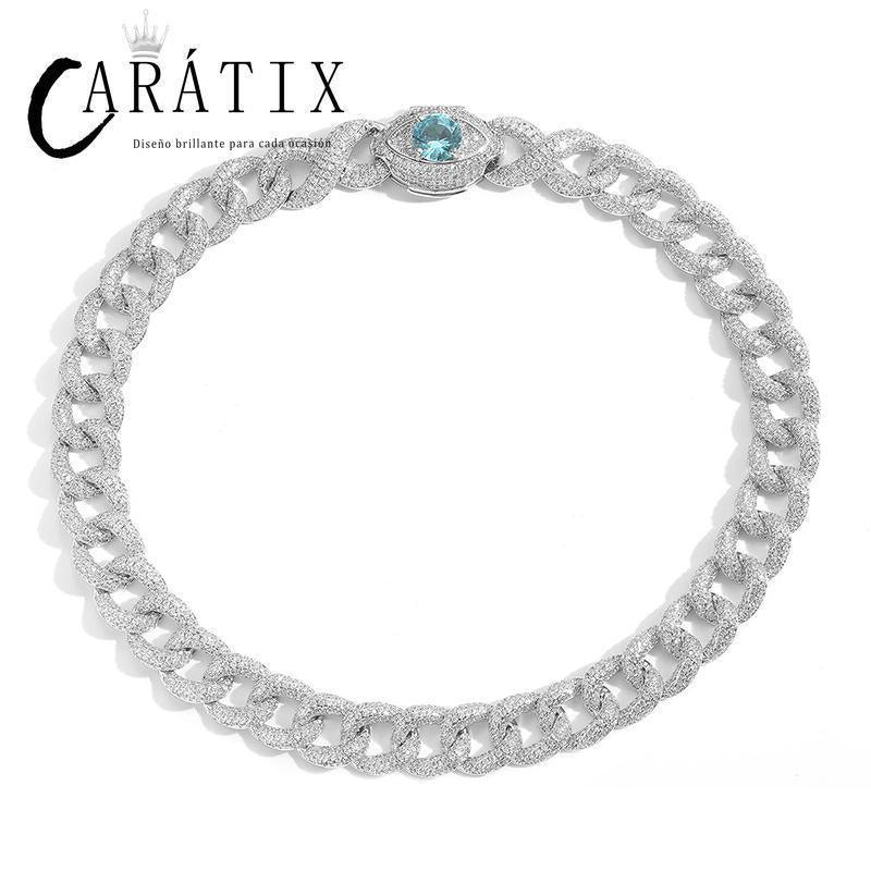 CARÁTIX 5A+ CZ Stone Bling Iced Out Eye Cuban Link Chain Bracelet - CaratixJewelry