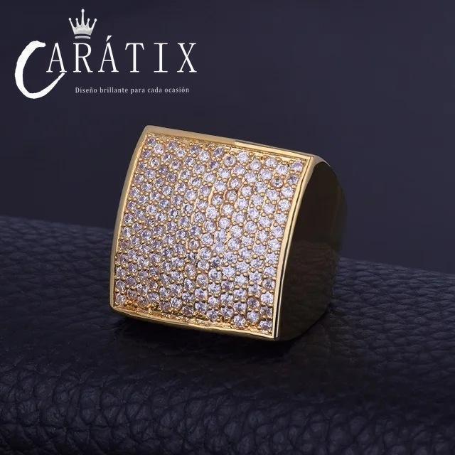 CARÁTIX Hip-Hop Curved Large Square Lee Ring – Real Electroplating Fashion Personality Hipster Ring | High-Quality Hip-Hop Jewelry - CaratixJewelry