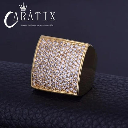 CARÁTIX Hip-Hop Curved Large Square Lee Ring – Real Electroplating Fashion Personality Hipster Ring | High-Quality Hip-Hop Jewelry - CaratixJewelry