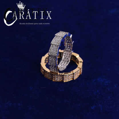 CARÁTIX Hip-Hop Full Brick Snake Ring – True Electroplating Simple Fashion Personality Hipster Ring | High-Quality Hip-Hop Jewelry - CaratixJewelry