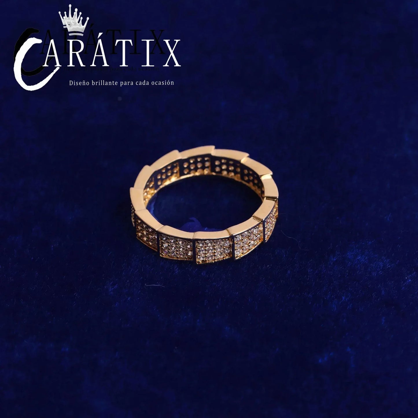 CARÁTIX Hip-Hop Full Brick Snake Ring – True Electroplating Simple Fashion Personality Hipster Ring | High-Quality Hip-Hop Jewelry - CaratixJewelry