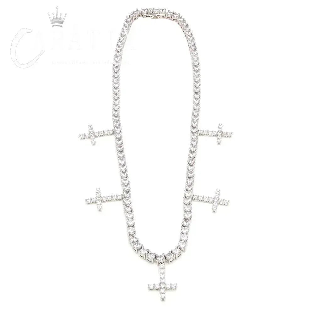 Hip Hop Iced Out 1-Row CZ Tennis Chain Necklace - CaratixJewelry