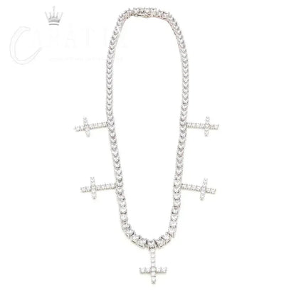 Hip Hop Iced Out 1-Row CZ Tennis Chain Necklace - CaratixJewelry