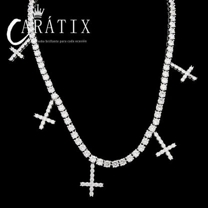 Hip Hop Iced Out 1-Row CZ Tennis Chain Necklace - CaratixJewelry