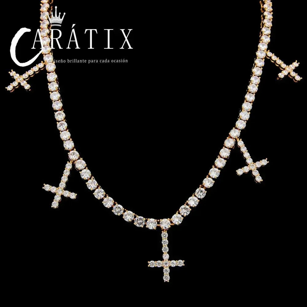 Hip Hop Iced Out 1-Row CZ Tennis Chain Necklace - CaratixJewelry