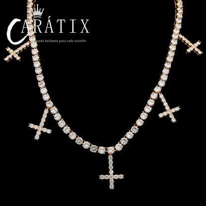 Hip Hop Iced Out 1-Row CZ Tennis Chain Necklace - CaratixJewelry