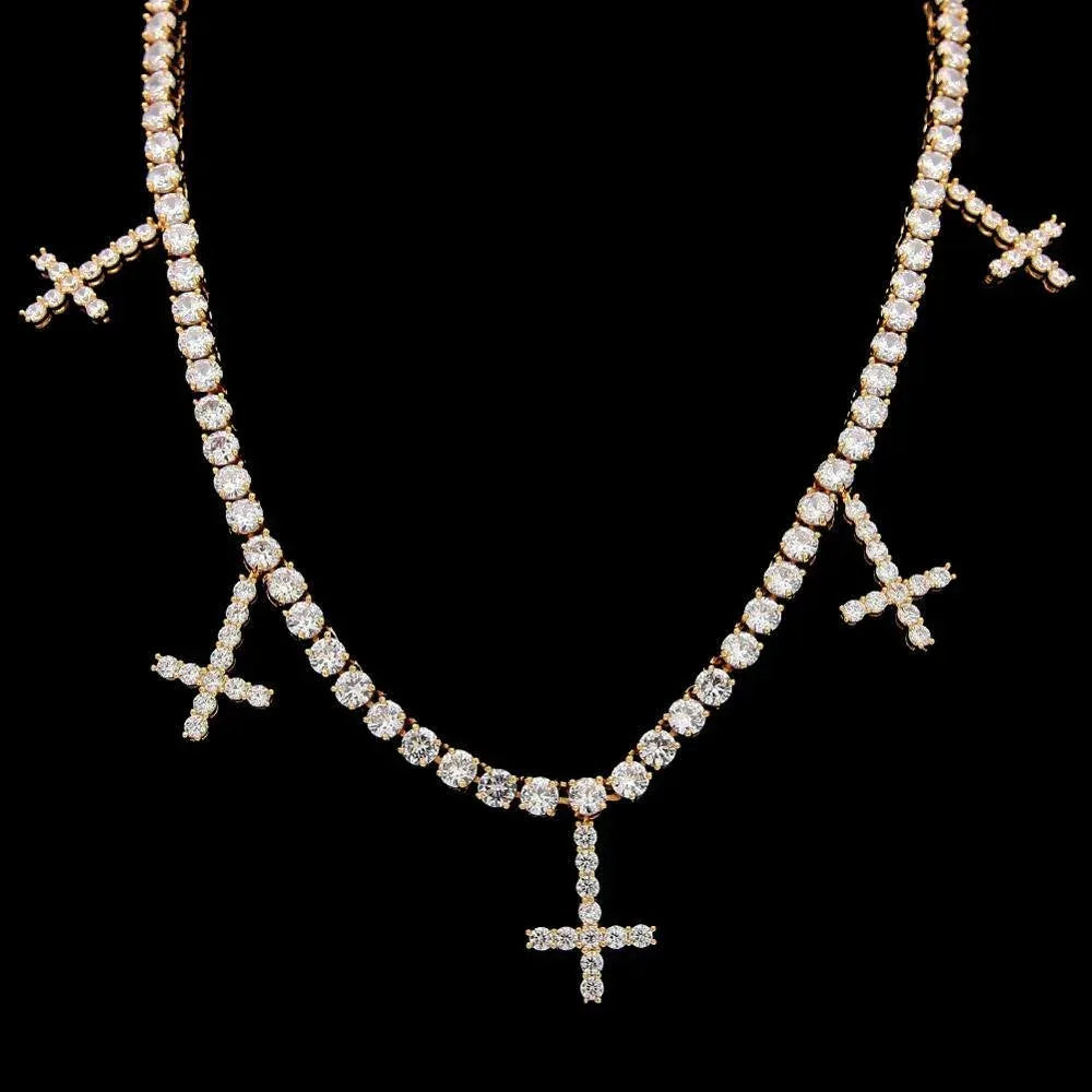 Hip Hop Iced Out 1-Row CZ Tennis Chain Necklace - CaratixJewelry