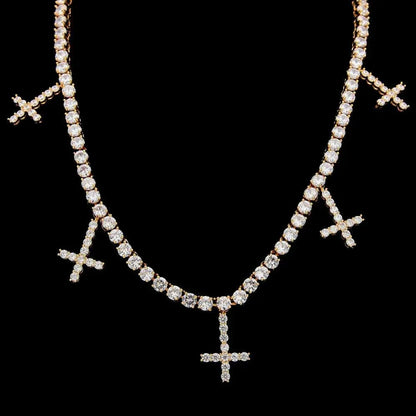 Hip Hop Iced Out 1-Row CZ Tennis Chain Necklace - CaratixJewelry