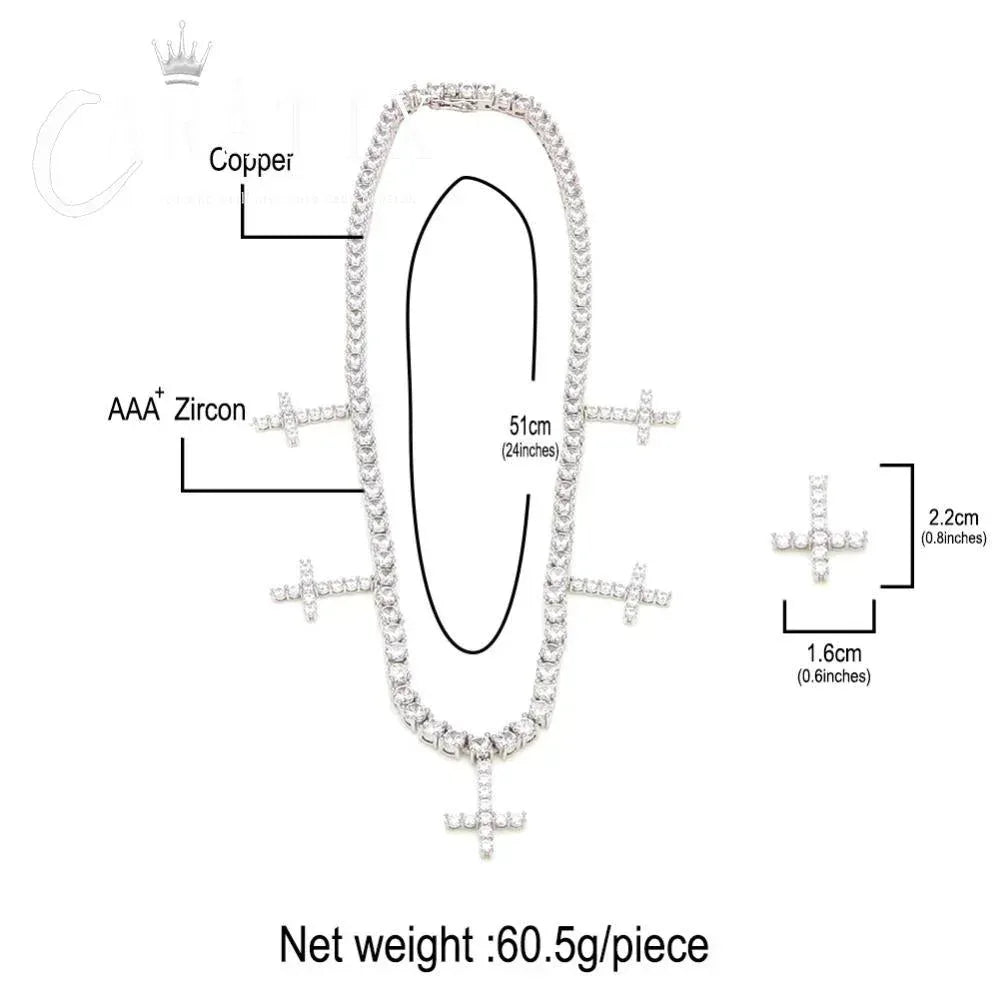 Hip Hop Iced Out 1-Row CZ Tennis Chain Necklace - CaratixJewelry