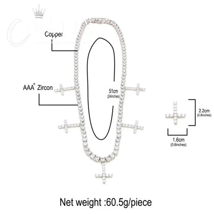 Hip Hop Iced Out 1-Row CZ Tennis Chain Necklace - CaratixJewelry