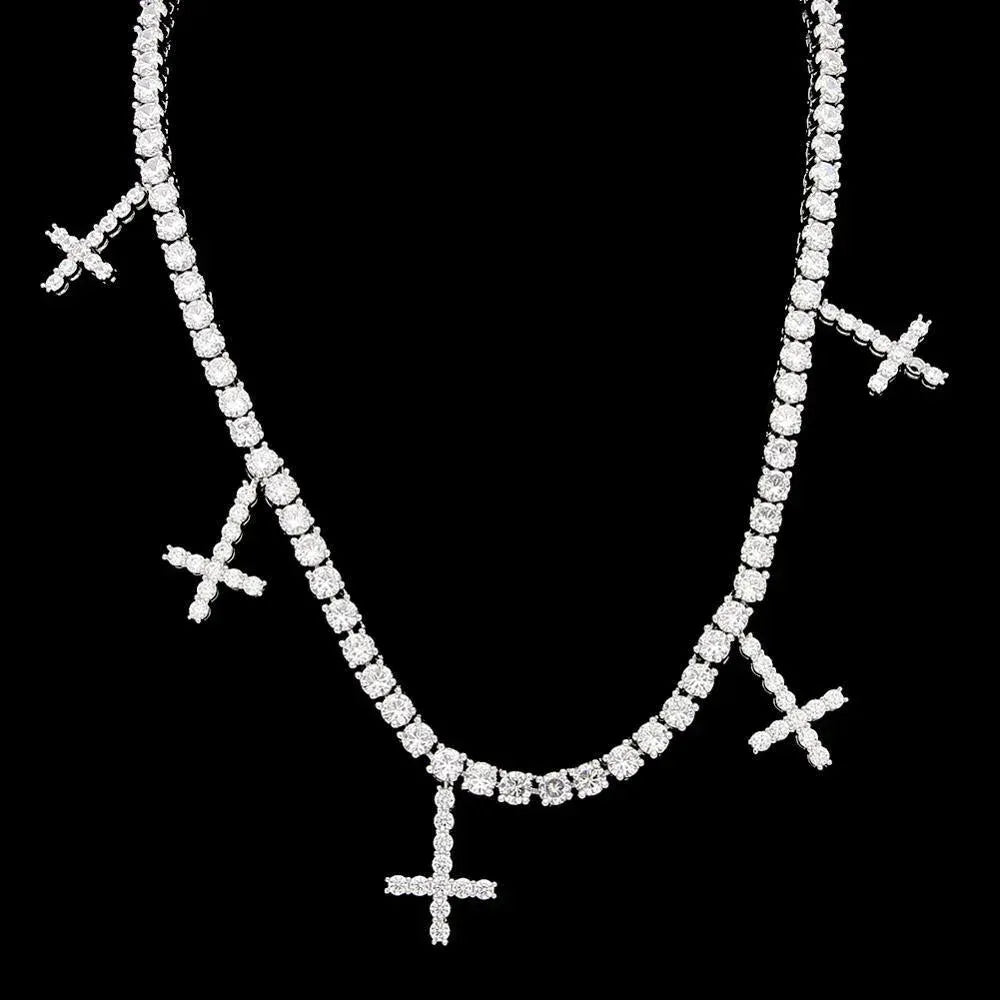 Hip Hop Iced Out 1-Row CZ Tennis Chain Necklace - CaratixJewelry