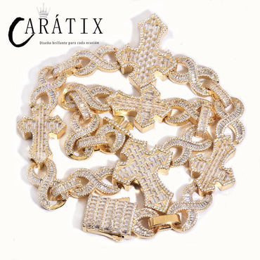 CARÁTIX Hip Hop Iced Out Crosses Infinity Link Chain Necklace – CZ Jewelry in Gold & Silver for Men & Women - CaratixJewelry
