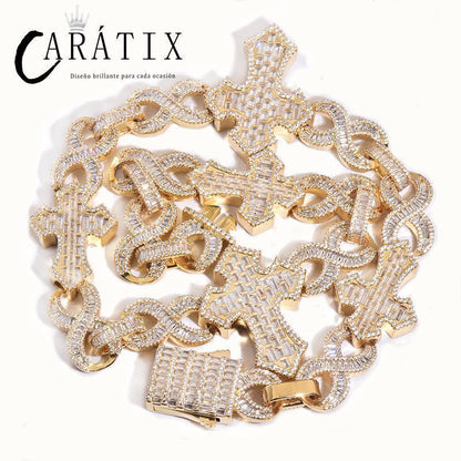 CARÁTIX Hip Hop Iced Out Crosses Infinity Link Chain Necklace – CZ Jewelry in Gold & Silver for Men & Women - CaratixJewelry