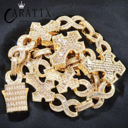 CARÁTIX Hip Hop Iced Out Crosses Infinity Link Chain Necklace – CZ Jewelry in Gold & Silver for Men & Women - CaratixJewelry