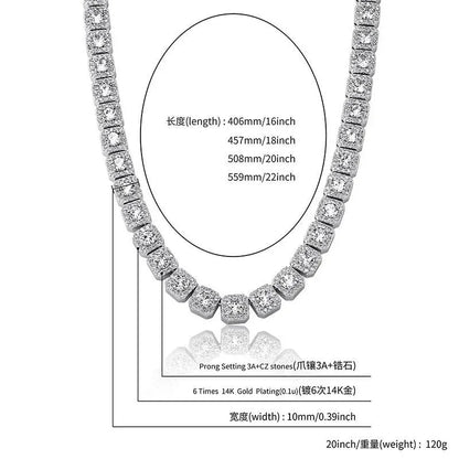 CARÁTIX Hip Hop Iced Out Geometric Square CZ Tennis Chain Necklace - CaratixJewelry