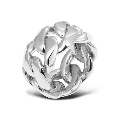 CARÁTIX Hip-Hop Personality Glossy Chain Ring – Trendy Men's Cuban Ring | High-Quality Hip-Hop Jewelry - CaratixJewelry
