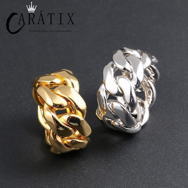 CARÁTIX Hip-Hop Personality Glossy Chain Ring – Trendy Men's Cuban Ring | High-Quality Hip-Hop Jewelry - CaratixJewelry