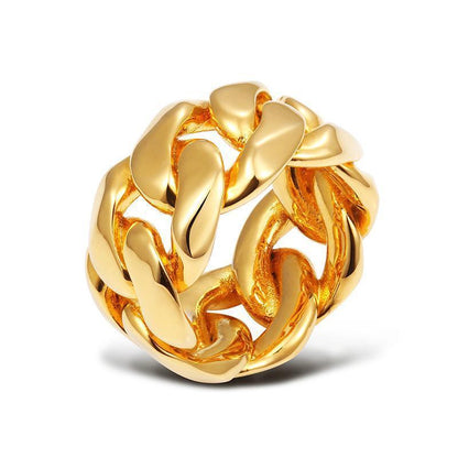 CARÁTIX Hip-Hop Personality Glossy Chain Ring – Trendy Men's Cuban Ring | High-Quality Hip-Hop Jewelry - CaratixJewelry