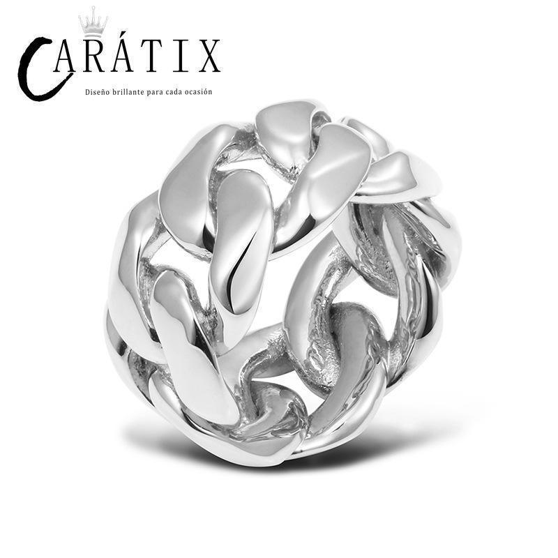 CARÁTIX Hip-Hop Personality Glossy Chain Ring – Trendy Men's Cuban Ring | High-Quality Hip-Hop Jewelry - CaratixJewelry