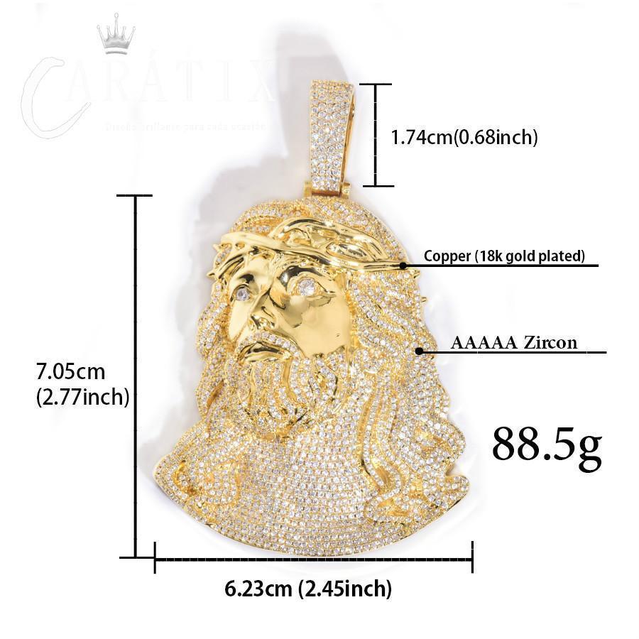 CARÁTIX Hip Hop Personality Zircon Jesus Cuban Link Chain Necklace – Iced Out Pendant for Men, Women & Boys | Trendy Fashion Jewelry & Perfect Valentine's Day & Mother's Day Gift - CaratixJewelry