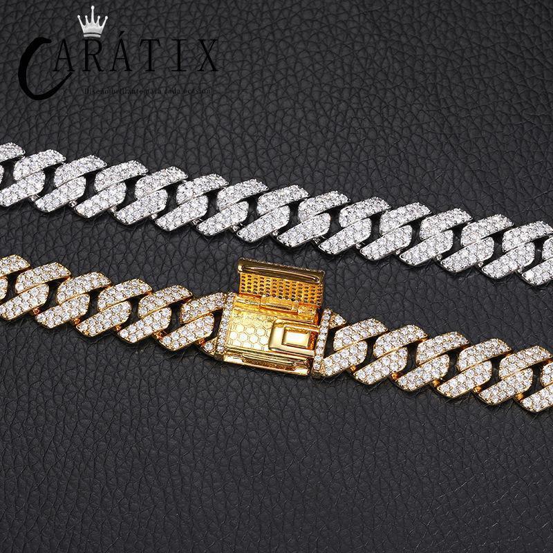 CARÁTIX – Hip Hop Rhombus Cuban Miami Link Chain Necklace | Iced Out CZ Bling Jewelry for Men & Women, Rapper Street Style - CaratixJewelry