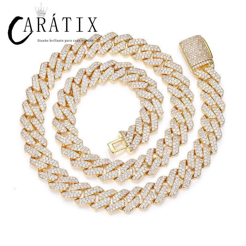 CARÁTIX – Hip Hop Rhombus Cuban Miami Link Chain Necklace | Iced Out CZ Bling Jewelry for Men & Women, Rapper Street Style - CaratixJewelry