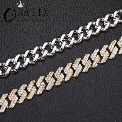 CARÁTIX – Hip Hop Rhombus Cuban Miami Link Chain Necklace | Iced Out CZ Bling Jewelry for Men & Women, Rapper Street Style - CaratixJewelry