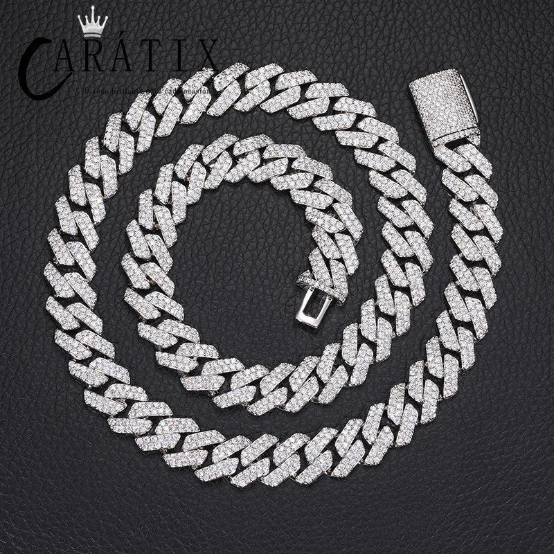 CARÁTIX – Hip Hop Rhombus Cuban Miami Link Chain Necklace | Iced Out CZ Bling Jewelry for Men & Women, Rapper Street Style - CaratixJewelry