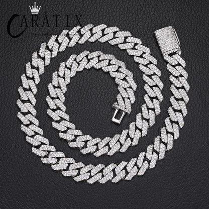 CARÁTIX – Hip Hop Rhombus Cuban Miami Link Chain Necklace | Iced Out CZ Bling Jewelry for Men & Women, Rapper Street Style - CaratixJewelry