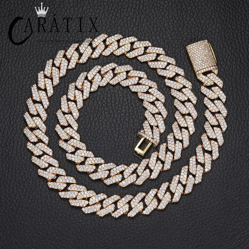CARÁTIX – Hip Hop Rhombus Cuban Miami Link Chain Necklace | Iced Out CZ Bling Jewelry for Men & Women, Rapper Street Style - CaratixJewelry