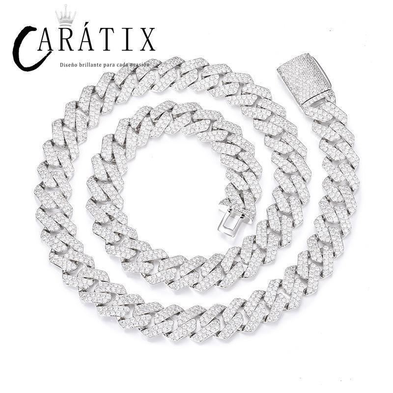 CARÁTIX – Hip Hop Rhombus Cuban Miami Link Chain Necklace | Iced Out CZ Bling Jewelry for Men & Women, Rapper Street Style - CaratixJewelry