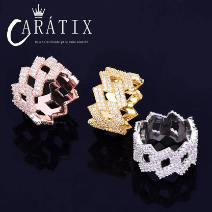 CARÁTIX Hip-Hop Rhombus Cuban Ring – Real Electroplating Fashion Personality Hipster Solid Men's Ring | High-Quality Hip-Hop Jewelry - CaratixJewelry