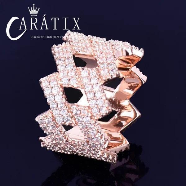 CARÁTIX Hip-Hop Rhombus Cuban Ring – Real Electroplating Fashion Personality Hipster Solid Men's Ring | High-Quality Hip-Hop Jewelry - CaratixJewelry