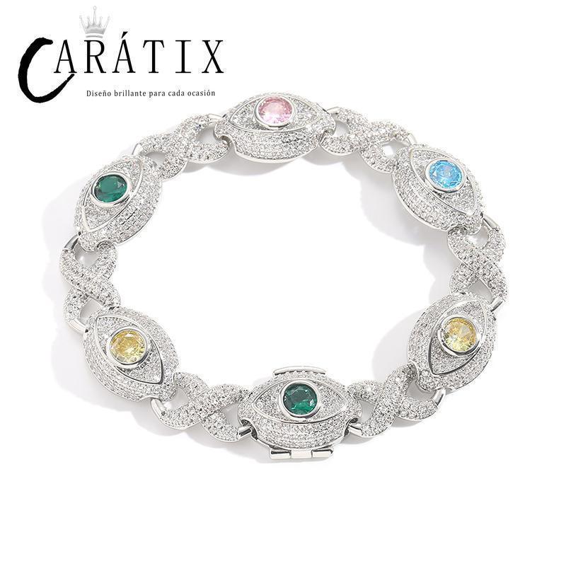 CARÁTIX Hip Hop Round Cuban Chain Necklace – Colorful CZ Iced Out Infinity Link Jewelry for Men & Women - CaratixJewelry