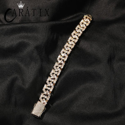CARÁTIX Iced Out 13MM Cuban Miami Link Chain Bracelet - CaratixJewelry