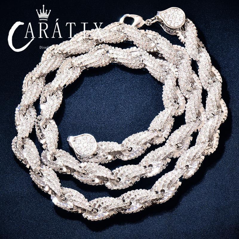 CARÁTIX – Hip Hop Twist Link Chain Necklace | Iced Out CZ Bling Jewelry for Men & Women, Rapper Style, Trendy Street Fashion - CaratixJewelry