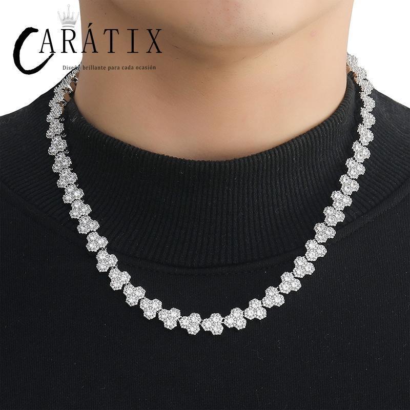 CARÁTIX Hive Triangle CZ Iced Out Link Chain Necklace for Men - CaratixJewelry