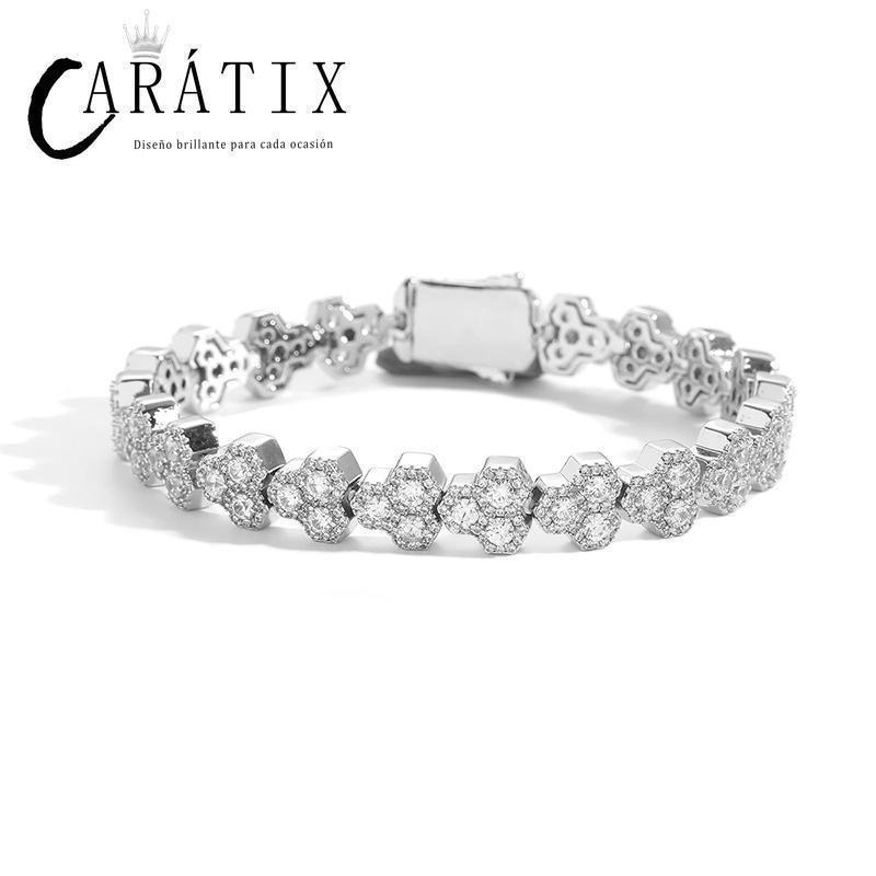 CARÁTIX Hive Triangle CZ Iced Out Link Chain Necklace for Men - CaratixJewelry