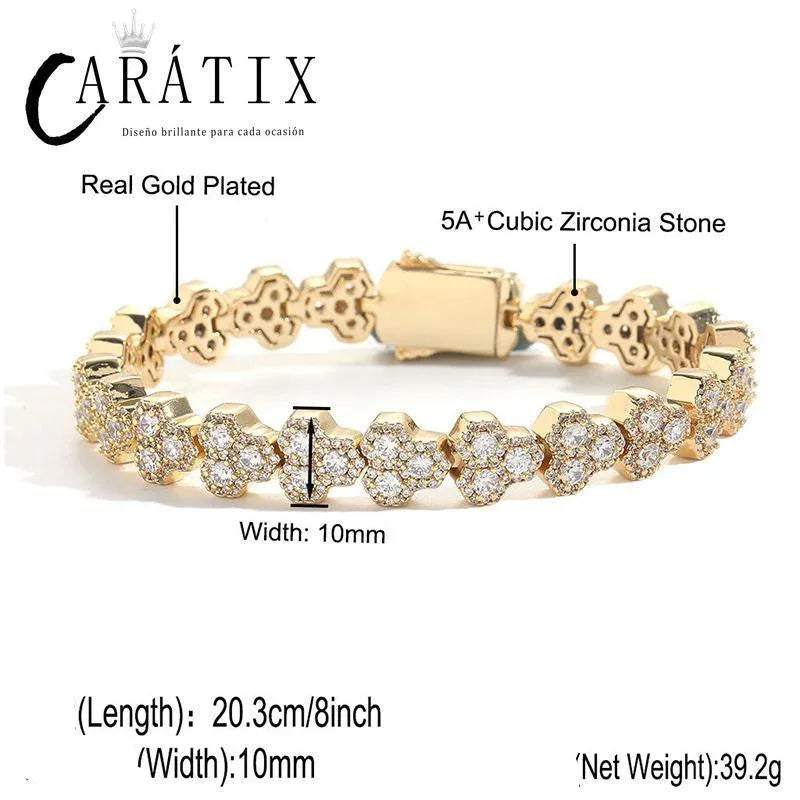 CARÁTIX Hive Triangle CZ Iced Out Link Chain Necklace for Men - CaratixJewelry